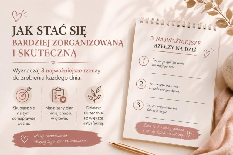 Jak stać się bardziej zorganizowaną i skuteczną, wyznaczając 3 najważniejsze rzeczy do zrobienia każdego dnia?